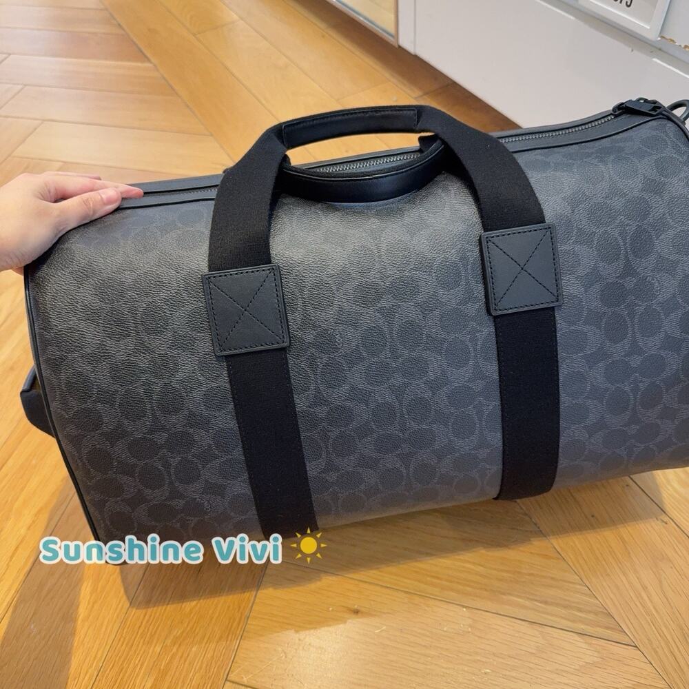 NWT COACH Explorer Duffle Bag 45 Signature Canvas CET53 Black Signature